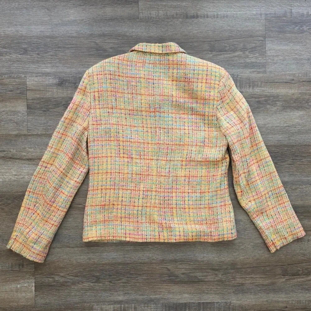 Clichy Vintage Pastel Multicolor Tweed Skirt Suit Set Yellow Pink Blue 6